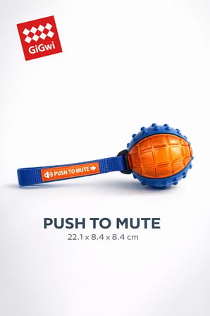 Push to Mute Serisi Sesli & Sessiz At-Getir & Çekiştirme Köpek Oyuncağı - Orta & Büyük Irk