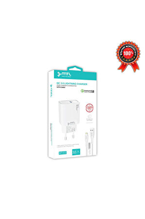 3 Amper 18W iPhone Lightning USB Hızlı Ev Tipi Şarj Seti MT-A1313