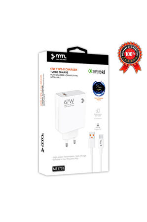 Xiaomi Civi 4 Pro Uyumlu 67W Turbo USB Şarj Seti QC 4.0 MT-A1763