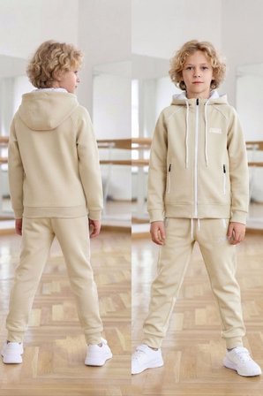 Erkek Çocuk Scuba Atheletic Reglan Kol Kapüşonlu Dalgıç Kumaş Eşofman Takımı ESF7028