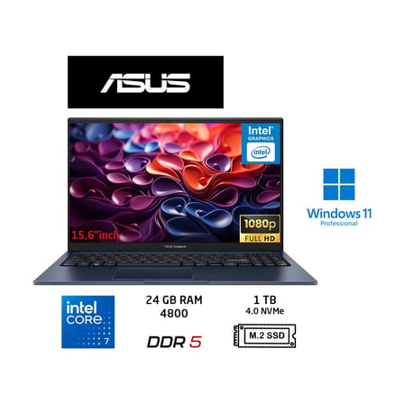 vivobook 15 Core 7 150U 24 Gb-1 Tb Ssd-15.6'' Windows 11 Pro X1504VA-BQ5456 Notebook