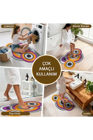 Banyo Paspası, Yumuşak Banyo Halısı, Kaymaz Dot Tabanlı, Yıkanabilir - 60x100