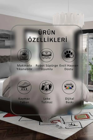 Yıkanabilir Kaymaz Taban Dijital Baskılı Halı ve Yolluk – Leke Tutmaz Salon & Mutfak Halısı