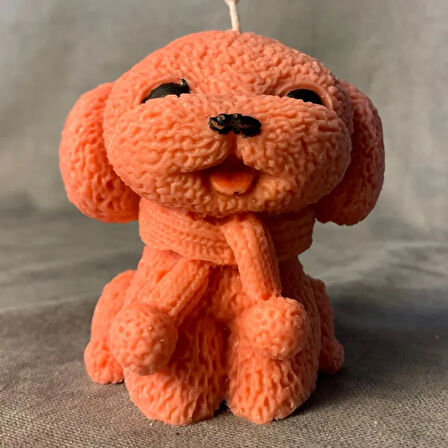 Uretti - Ayşe 7362 - El Yapımı Sevimli Köpek Mum - Pembe / 8 x 8 cm