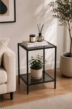 Zümrüt Yan Sehpa 2 Katlı Modern Tasarım 60 x 40 cm