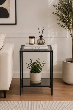 Zümrüt Yan Sehpa 2 Katlı Modern Tasarım 60 x 40 cm