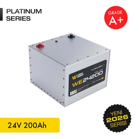 24V 200Ah LiFePO4 Platinum Series Bluetooth'lu Lityum Demir Fosfat Akü/Batarya