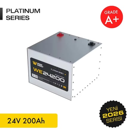 24V 200Ah LiFePO4 Platinum Series Bluetooth'lu Lityum Demir Fosfat Akü/Batarya