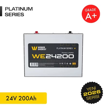 24V 200Ah LiFePO4 Platinum Series Bluetooth'lu Lityum Demir Fosfat Akü/Batarya