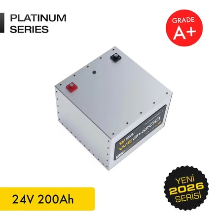 24V 200Ah LiFePO4 Platinum Series Bluetooth'lu Lityum Demir Fosfat Akü/Batarya