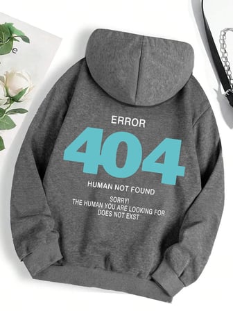 Hata 404 İnsan Bulunmaz Üzgünüm! Kadın Kapşonlu Moda S-XXL Kapüşonlular Polar Yüksek Kaliteli