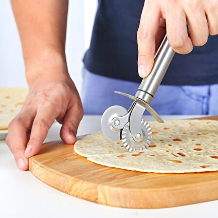 Çift Başlıklı Pizza Hamur Bıçağı