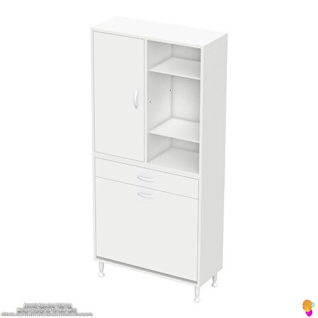 Modilayn AFRA 80x173x32,5cm 1 Çekmece, 2 Göz Sepet, 1 Kapak, 6 Raf Dar Alan Banyo Dolabı