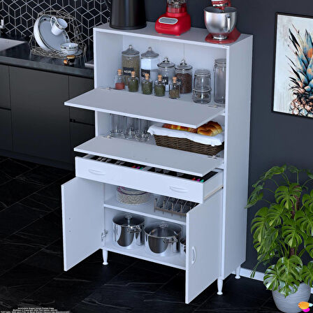 Modilayn VİO (95x163,4x32,5 cm) Yeni çekmeceli, kapaklı, ekmeklikli, çok amaçlı mutfak dolabı.