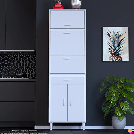 Modilayn ENNET: 60x194.6x48 cm. Ekmeklikli Kiler Dolabı. 1 Çekmece, 5 Kapaklı. Mutfağınıza Özel
