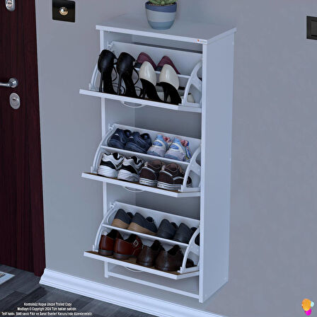 Modilayn WEST Asma Kapı Önü 52x 116 x26 cm’lik 3 Düşer Kapak 6 Göz Bölmeli Ayakkabılık