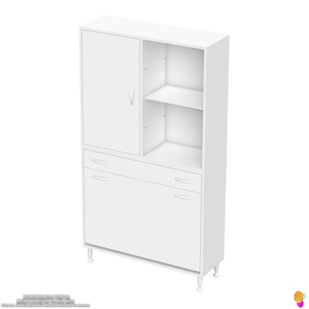 Modilayn AFRA 95x173x32,5cm 1 Çekmece, 3 Göz Sepet, 1 Kapak, 4 Raf Dar Alan Banyo Dolabı