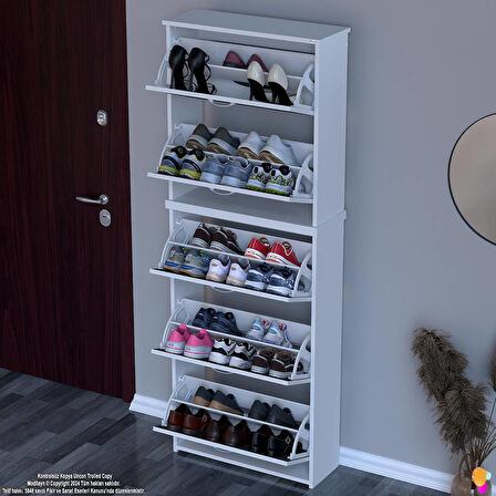 Modilayn VERVE Antre 72x194x26 cm’ lik 3 Düşer Kapak 10 Göz Bölmeli Ayakkabılık