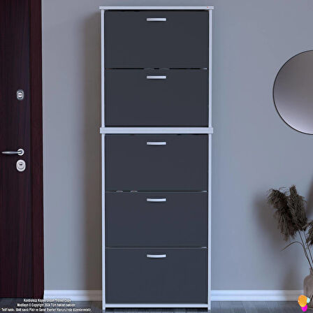 Modilayn VERVE Antre 72x194x26 cm’ lik 3 Düşer Kapak 10 Göz Bölmeli Ayakkabılık