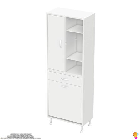Modilayn AFRA 55x173x32,5cm 1 Çekmece, 1 Göz Sepet, 1 Kapak, 6 Raf Dar Alan Banyo Dolabı