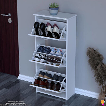 Modilayn WEST Antre 52x116x 26 cm’ lik 3 Düşer Kapak 6 Göz Bölmeli Ayakkabılık
