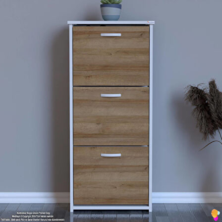 Modilayn WEST Antre 52x116x 26 cm’ lik 3 Düşer Kapak 6 Göz Bölmeli Ayakkabılık