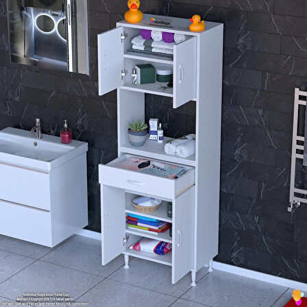 Modilayn ARDA Banyo Dolabı 55x173x32,5cm 1 çekmece 4 kapak ve 7 raflı İhtiyaca uygun kolay kurulum