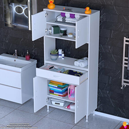 Modilayn ARDA Banyo Dolabı 70x173x32,5cm 1 çekmece 4 kapak ve 6 raflı İhtiyaca uygun kolay kurulum