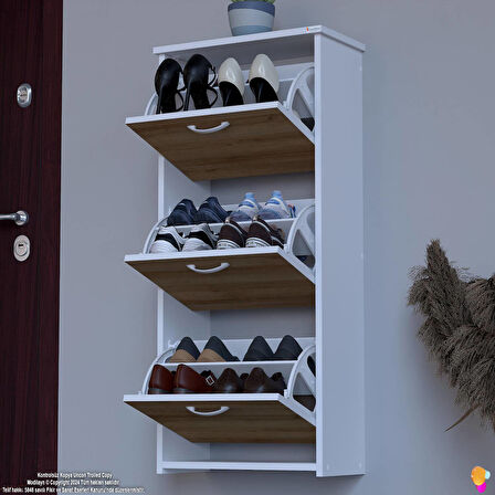 Modilayn WEST Asma Antre 52 x116x 26 cm’ lik 3 Düşer Kapak 6 Göz Bölmeli Ayakkabılık