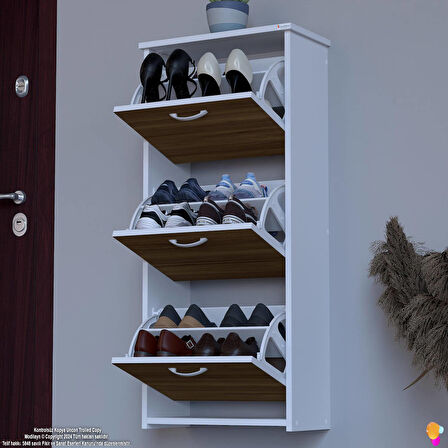 Modilayn WEST Asma Antre 52 x116x 26 cm’ lik 3 Düşer Kapak 6 Göz Bölmeli Ayakkabılık