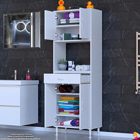 Modilayn ARDA Banyo Dolabı 55x173x32,5cm 1 çekmece 4 kapak ve 6 raflı İhtiyaca uygun kolay kurulum