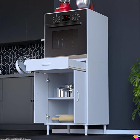 Modilayn BELEK Ankastre Dolap (60x152.3x56 cm): 1 çekmece, 2 kapak, 2 göz raflı kullanışlı tasarım
