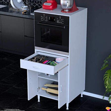 Modilayn BELEK Ankastre Dolap (60x152.3x56 cm): 1 çekmece, 2 kapak, 2 göz raflı kullanışlı tasarım
