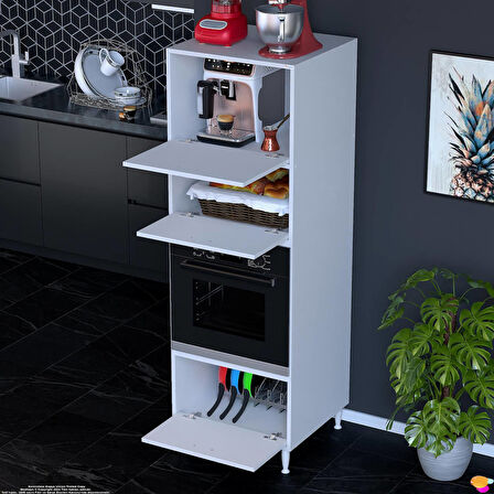 Modilayn QEN (60x186x56 cm) Boyutunda Ankastre Mutfak Kiler Dolabı - Geniş Hacimli ve Fonksiyonel