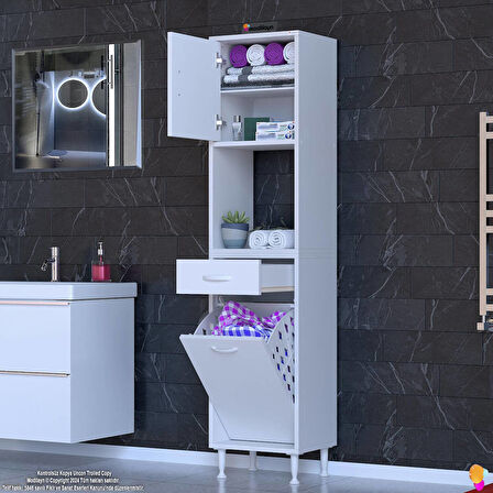 Modilayn ARDA 45x173x32,5 cm 1 Çekmece 1 Göz Sepetli ve 3 Raf Akıllı Dolap ile Dağınıklığa Son