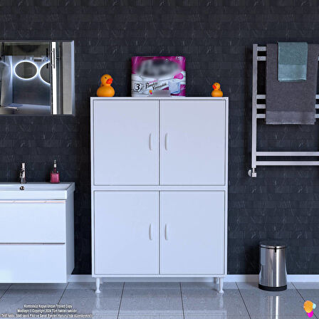Modilayn OHBE 100x138x32,5 cm Ekstra Düzen İçin Kullanışlı 4 Kapak 4 Bölmeli Banyo Mutfak Dolabı