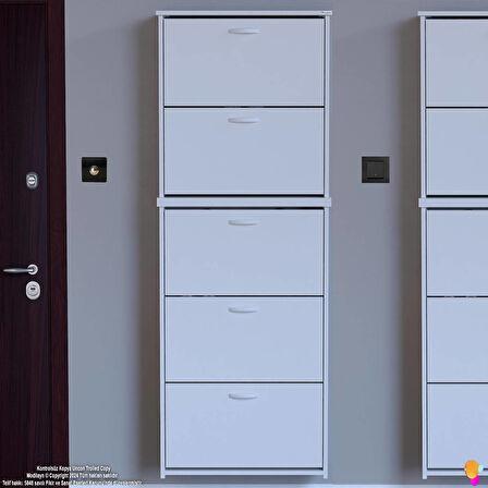 Modilayn VERVE Asma Kapı Önü 72x194x26 cm’lik 3 Düşer Kapak 10 Göz Bölmeli Ayakkabılık