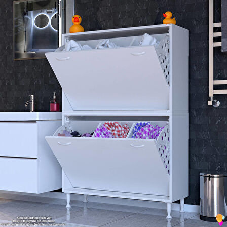 Modilayn İLKİM Modern Çamaşır Ünitesi, 95x138x32,5 cm Gizli 6 Göz  Akıllı Sepetli Dolap