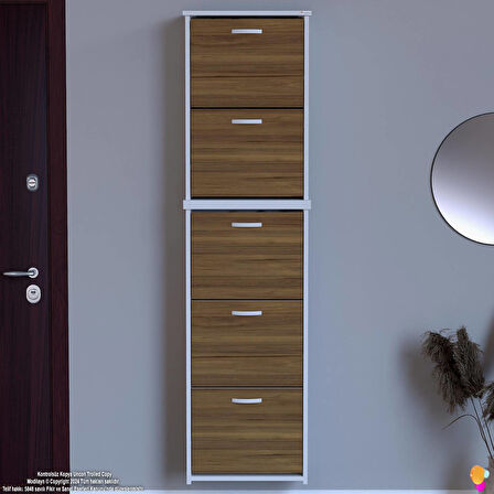 Modilayn VERVE Asma Kapı Önü 52x194x26 cm’lik 3 Düşer Kapak 10 Göz Bölmeli Ayakkabılık
