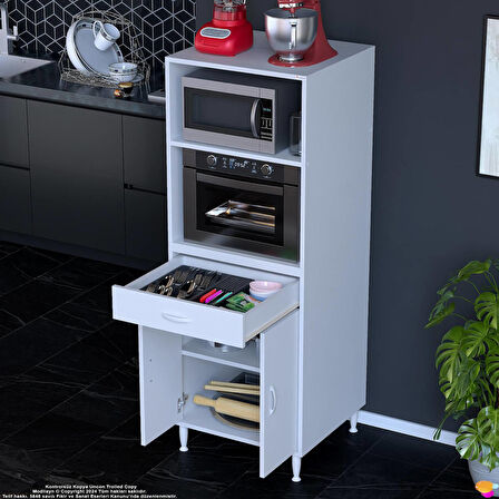 Modilayn OSLO 60x162,4x48 cm 1 Çekmece, 2 Kapaklı. Mutfağınıza Yer Açan Fırın / Mikrodalga Dolabı.