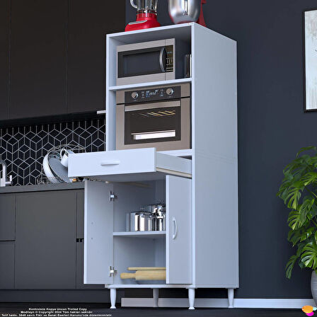 Modilayn OSLO 60x162,4x48 cm 1 Çekmece, 2 Kapaklı. Mutfağınıza Yer Açan Fırın / Mikrodalga Dolabı.