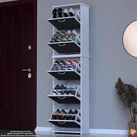 Modilayn VERVE Antre 52x194x26 cm’ lik 5 Düşer Kapak 10 Göz Bölmeli Ayakkabılık