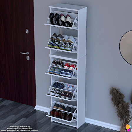 Modilayn VERVE Antre 52x194x26 cm’ lik 5 Düşer Kapak 10 Göz Bölmeli Ayakkabılık