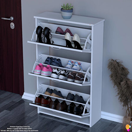Modilayn WEST Antre 72x116x26 cm’ lik 3 Düşer Kapak 6 Göz Bölmeli Ayakkabılık