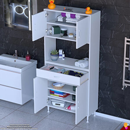 Modilayn ARDA Banyo Dolabı 80x173x32,5cm 1 çekmece 4 kapak ve 7 raflı İhtiyaca uygun kolay kurulum