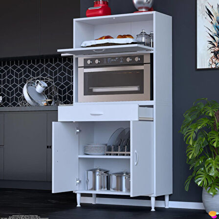 Modilayn VİO (80x163,4x32.5 cm) Çekmeceli, Kapaklı, Ekmeklikli. Mini/Midi Mikrodalga Mutfak Dolabı