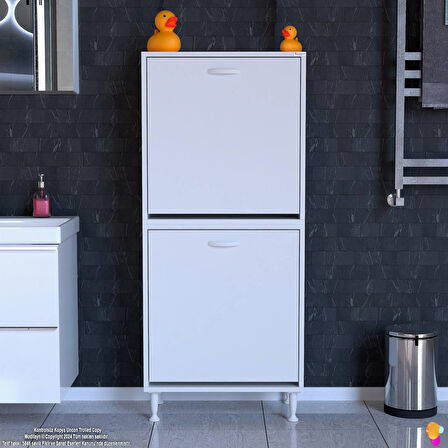 Modilayn İLKİM Modern Çamaşır Ünitesi, 65x138x32,5 cm Gizli 4 Göz Minimalist Akıllı Sepetli Dolap