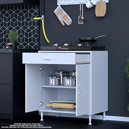 Modilayn Birce XL Set Ocak Altı Dolabı 70x88x56 cm Boyutlarında 2 Kapak 1 Raf ve 2 Göz Bölmelidir