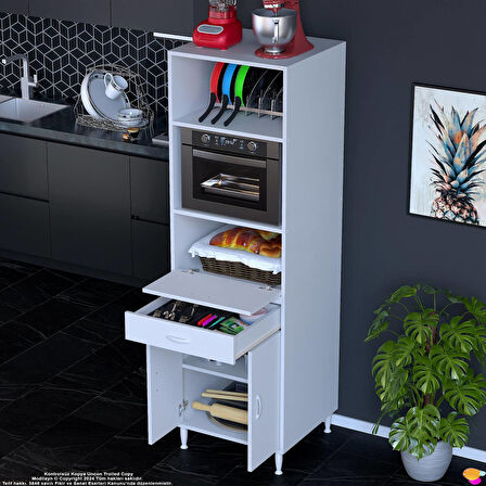 Modilayn ENNET 60x194,6x56  cm 1 çekmece 3 kapaklı Mutfağınıza Yepyeni Fırın ve Mikrodalga Dolabı