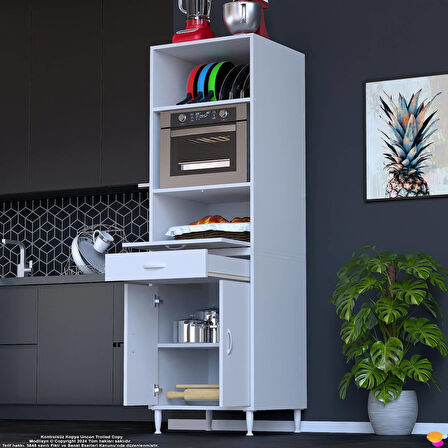 Modilayn ENNET 60x194,6x56  cm 1 çekmece 3 kapaklı Mutfağınıza Yepyeni Fırın ve Mikrodalga Dolabı